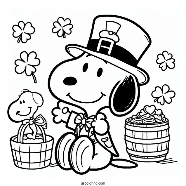 Snoopy Themed St Patrick_s Day Coloring Sheet