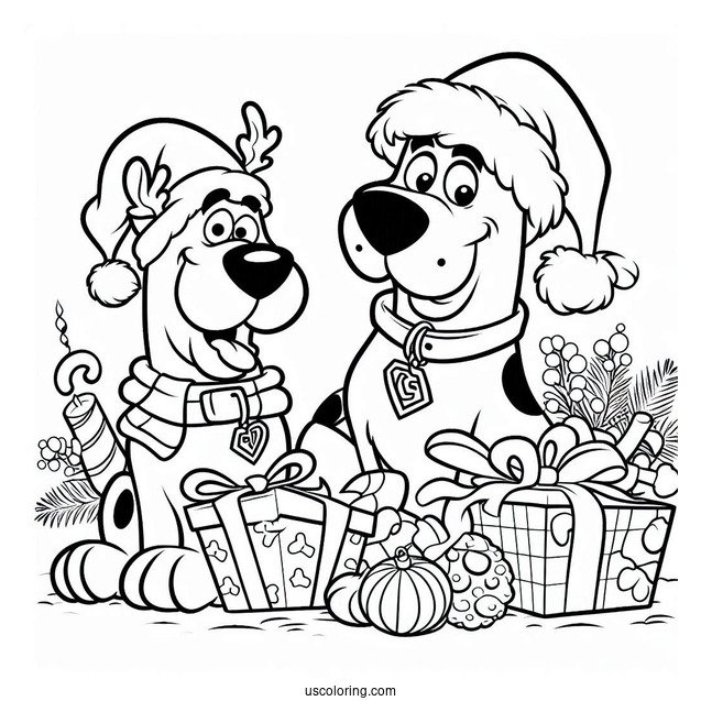Coloring Page Of Christmas Themed Scooby-Doo