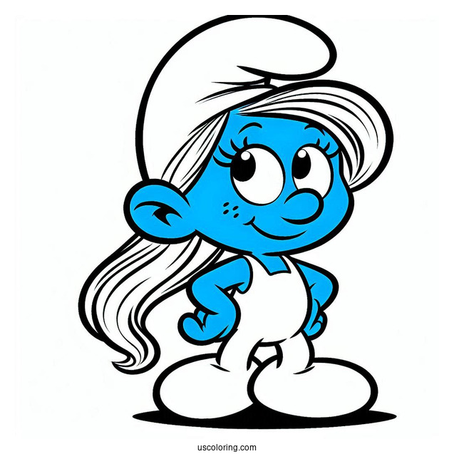 Cartoon Smurf Sassette Coloring In