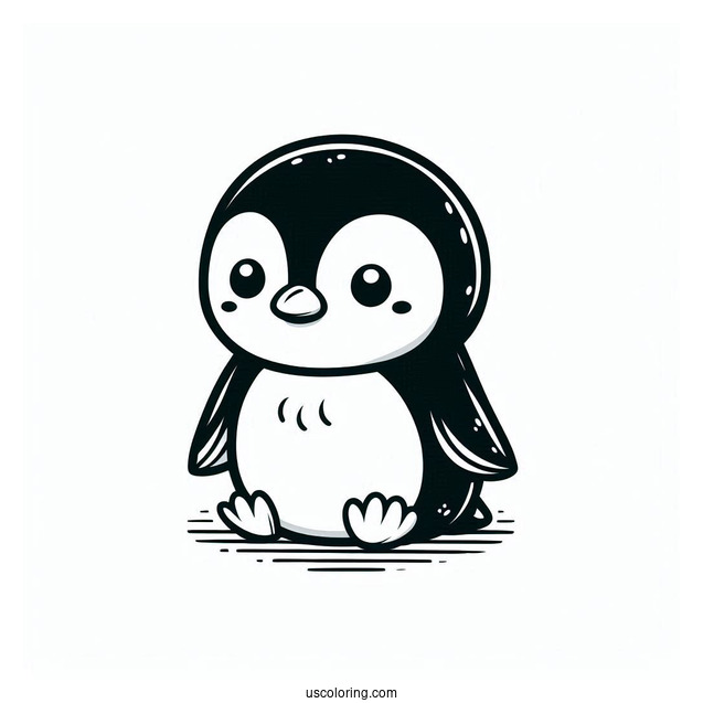 Little Blue Penguin Coloring Page For Preschoolers