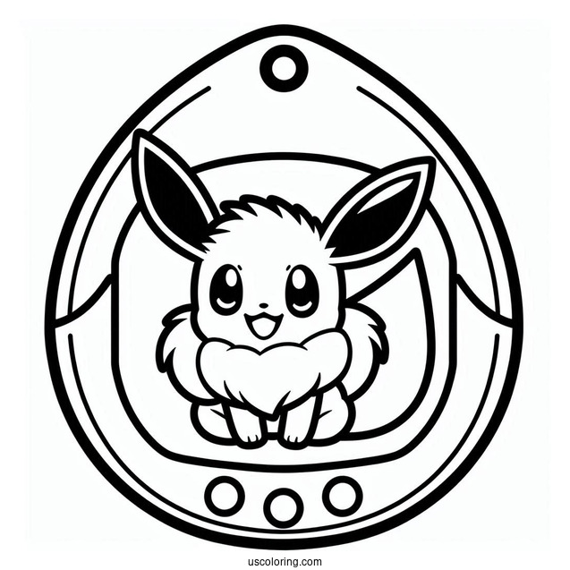 Eevee Inside A Tamagotchi Coloring Page For Preschoolers