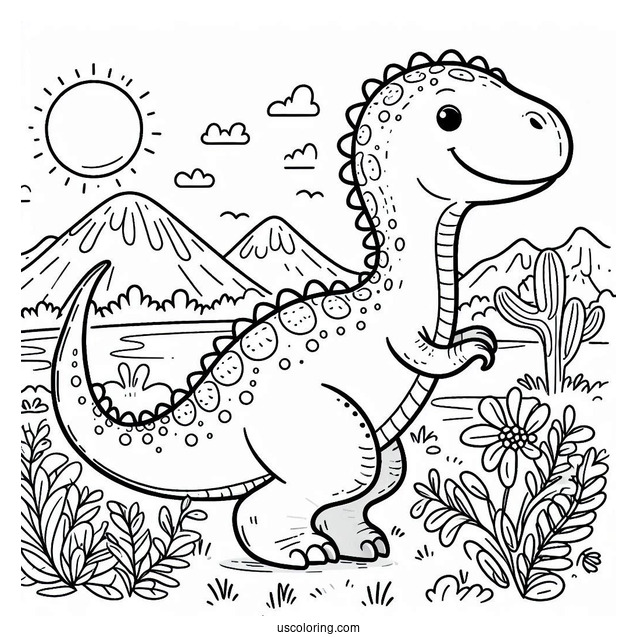 Happy Camarasaurus Dinosaur Coloring Page For Kids