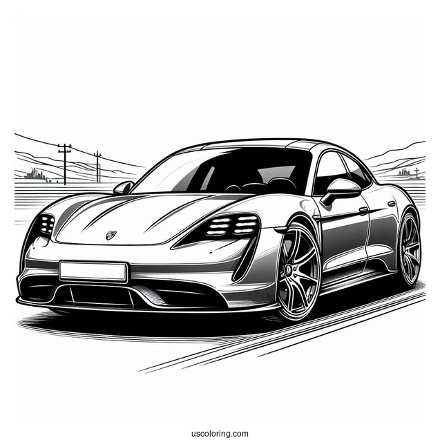 Porsche Taycan Coloring Page