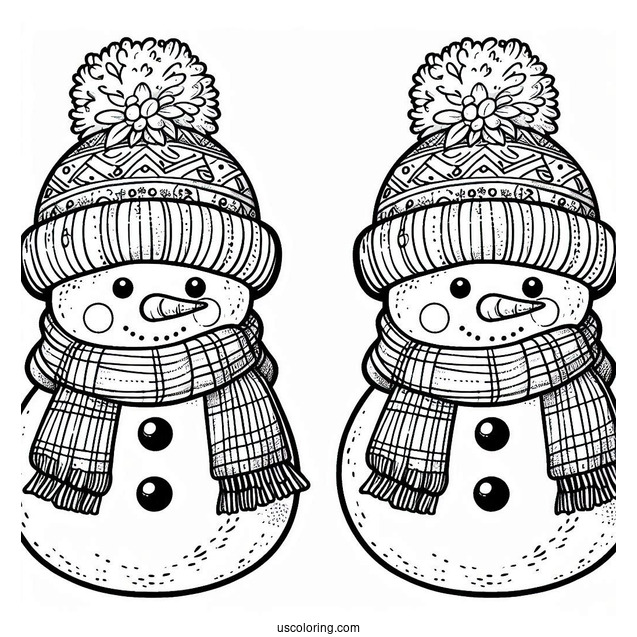 Easy To Color Snowman Wearing a Scarf