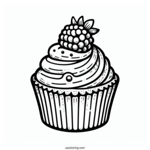 Easy Cupcake With Raspberry To Color