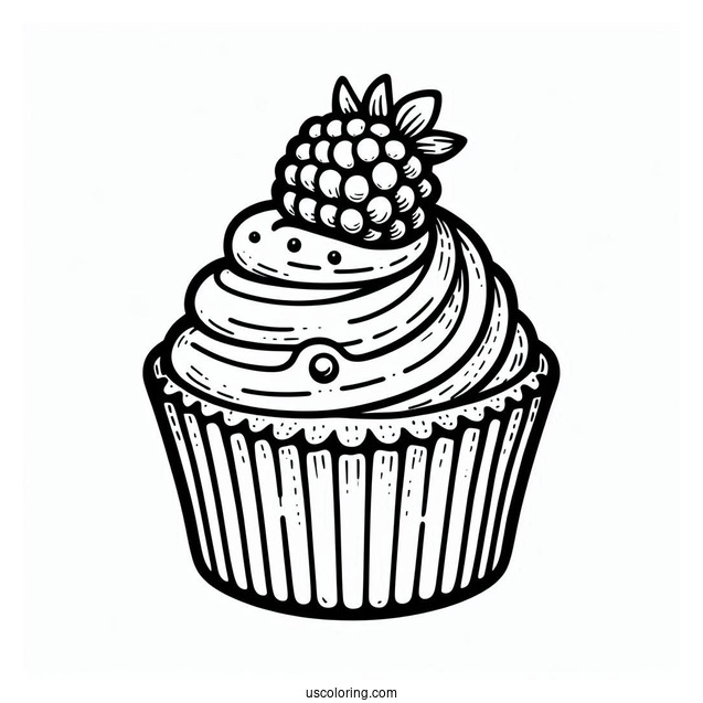 Easy Cupcake With Raspberry To Color