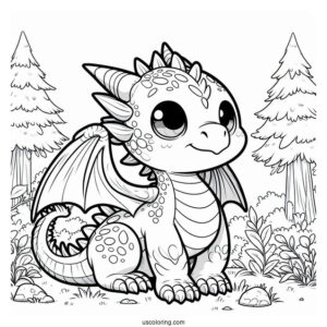 Baby Dragon In Forrest To Color