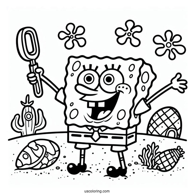 Easy Outline Of SpongeBob To Color For Kids