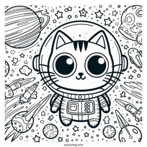 Coloring Page Of Pete The Cat In Space