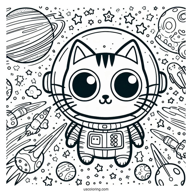 Coloring Page Of Pete The Cat In Space