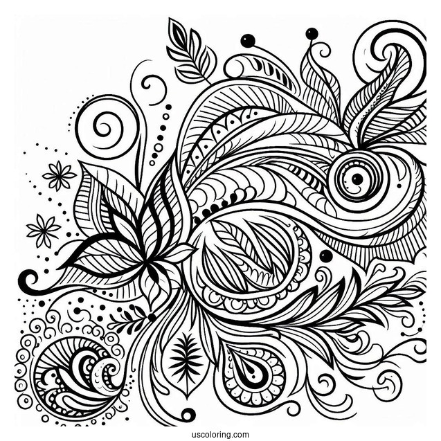 Curved Patterns Coloring Page For Kids
