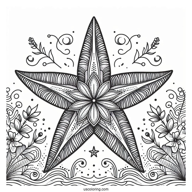 Starfish Coloring Page And Flower Mandala
