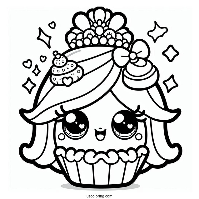 Outline Of Kawaii Cupcake Princess Shopkins
