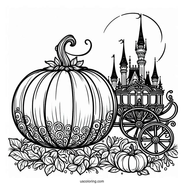 Easy Outline Of The Pumpkin Coach To Color