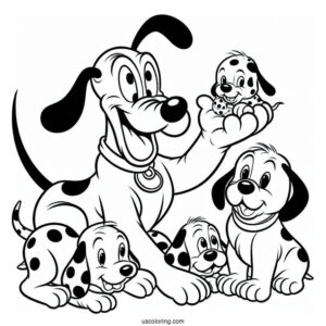 Pluto Coloring Page Playing With Dalmatian Puppies