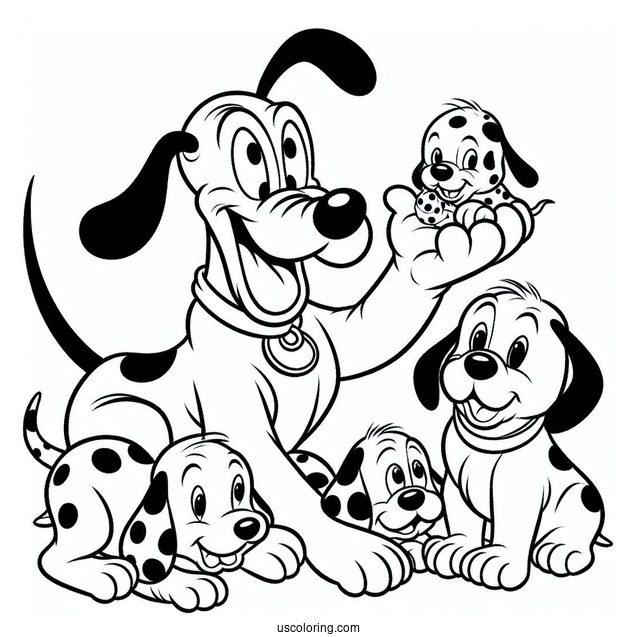 Pluto Coloring Page Playing With Dalmatian Puppies