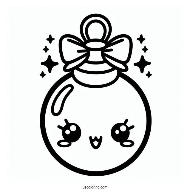 Kawaii Bulbs Christmas Ornaments Coloring Page For Preschoolers