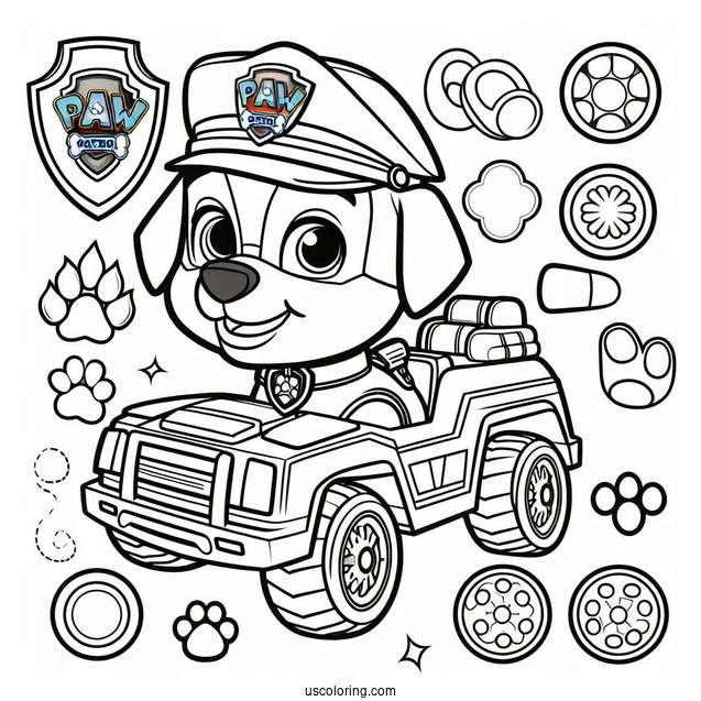 Coloring Sheet Of Tracker From Paw Patrol