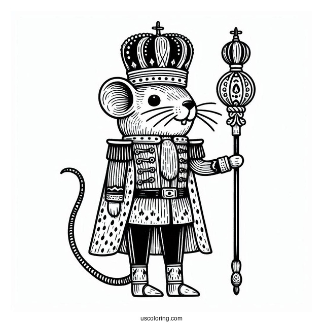 Nutcracker Coloring Page Of Rat King In Royal Robes With His Crown And Scepter