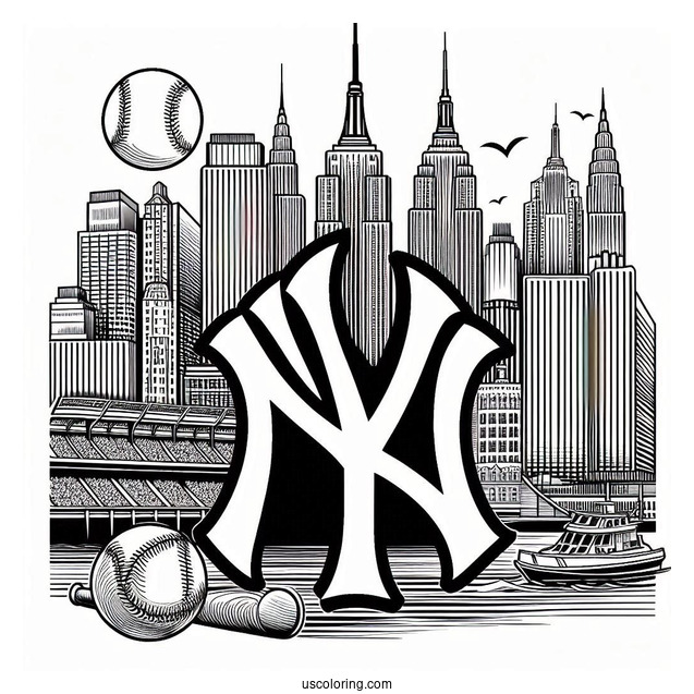 New York Coloring Page Of Yankees Logo