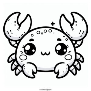 Chibi Smiling Crab Coloring Page For Preschoolers