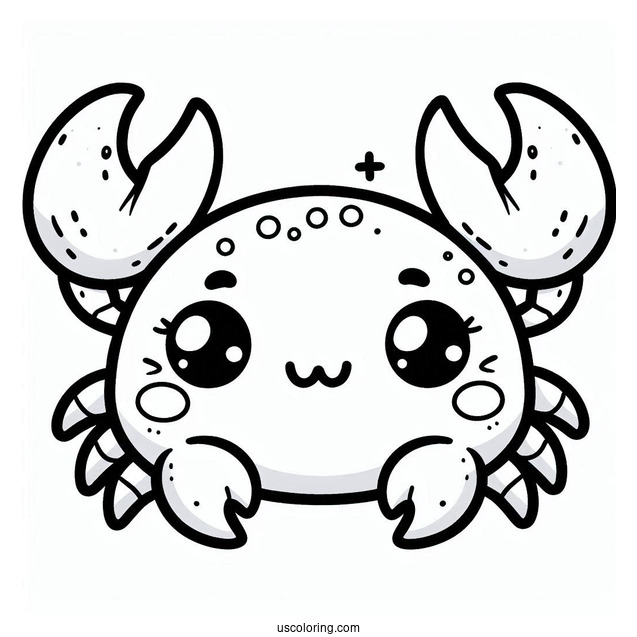 Chibi Smiling Crab Coloring Page For Preschoolers
