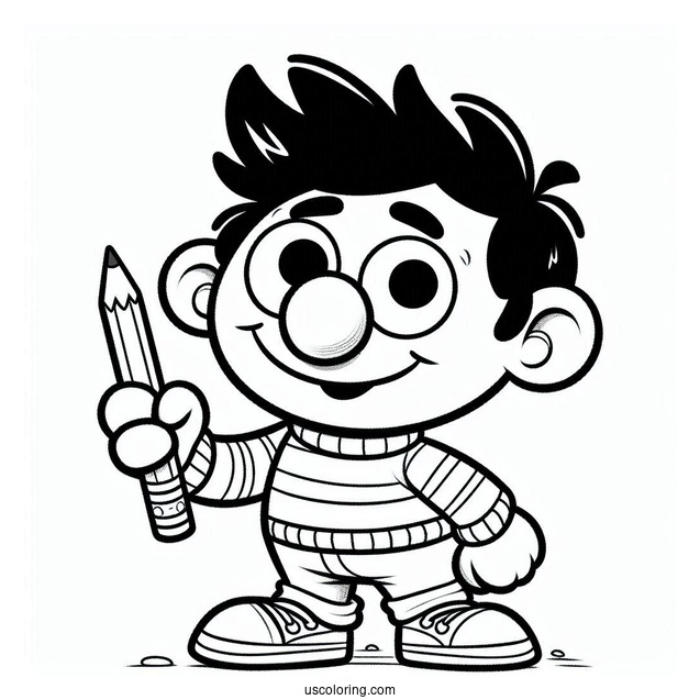 Cute Chibi Ernie Coloring Sheet For Kids