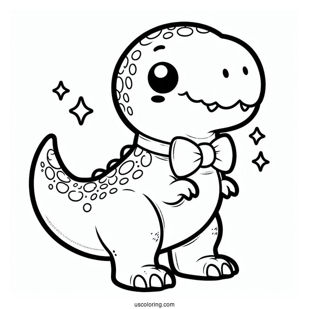 Kawaii Themed T-Rex Coloring Picture