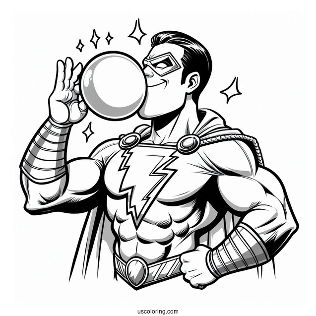 Shazam Blowing Bubblegum