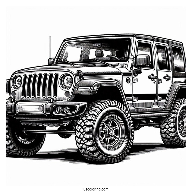 Detailed Jeep 4X4 Coloring Page