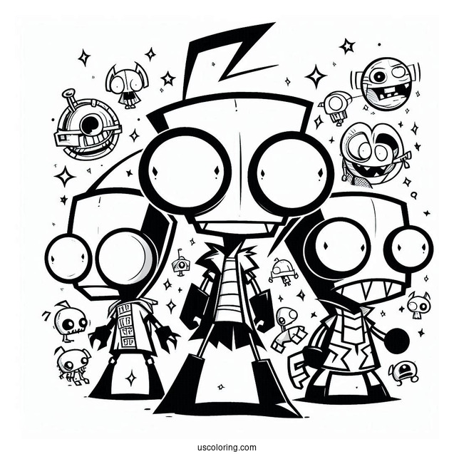 Nickelodeon Coloring Page Of Detailed Invader Zim