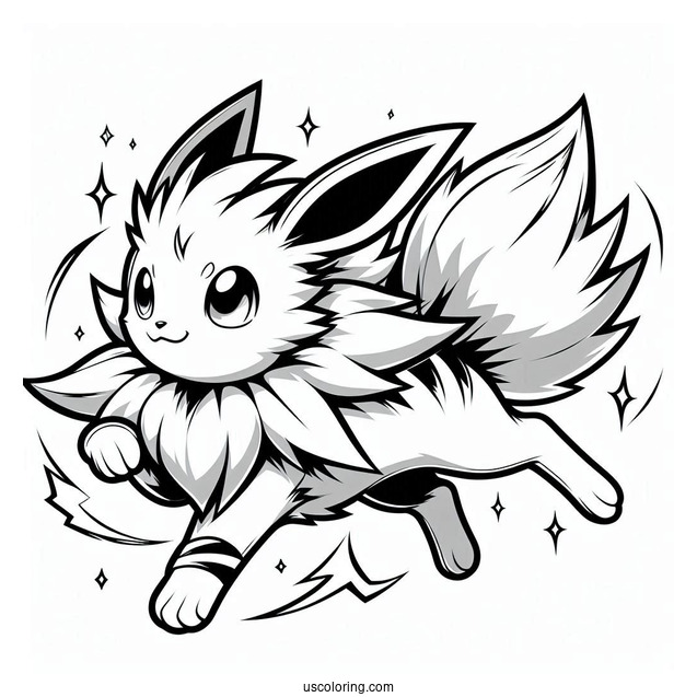 Jolteon Coloring Page Leaping
