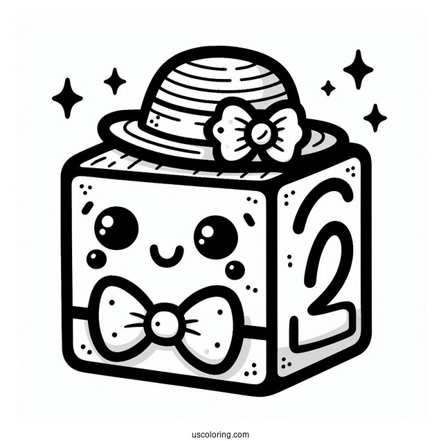 Numberblocks Coloring Page 20 With Hat And Bowtie