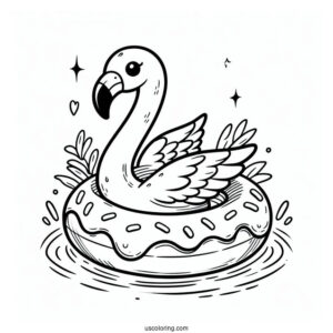 Flamingo Floating On an Inflatable Donut