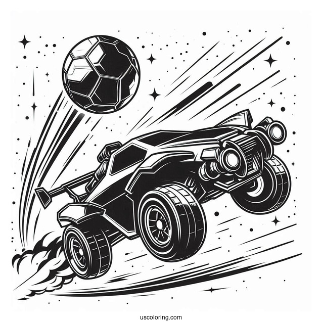 Rocket League Coloring Page Battle Car In The Air With The Ball
