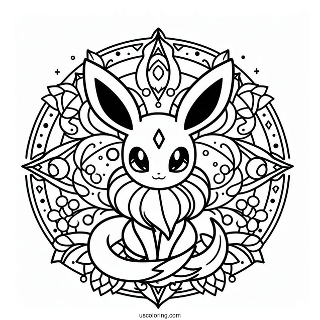 Sylveon Pokemon Mandala Coloring Sheet