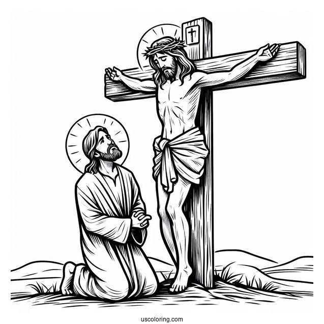 Jesus On The Cross Coloring Page For Sunday School