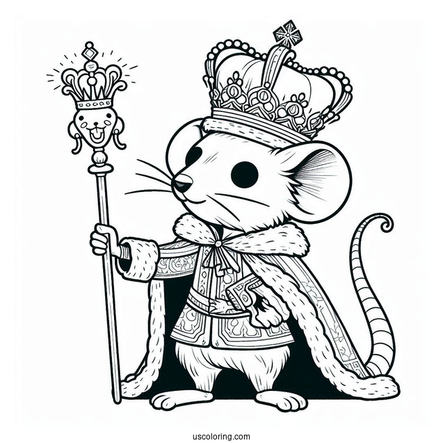 Nutcracker Coloring Page Of Rat King In Royal Robes With His Crown And Scepter