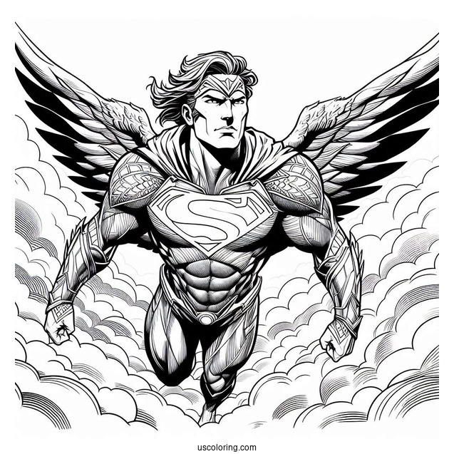 Justice League Coloring Page Of Hawkman In The Sky