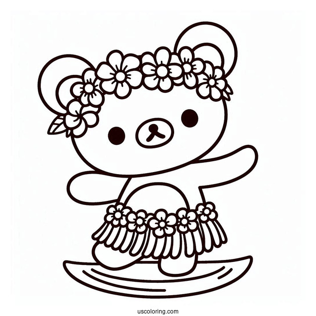 Rilakkuma Coloring Page Of Chairokoguma Hula Dancing