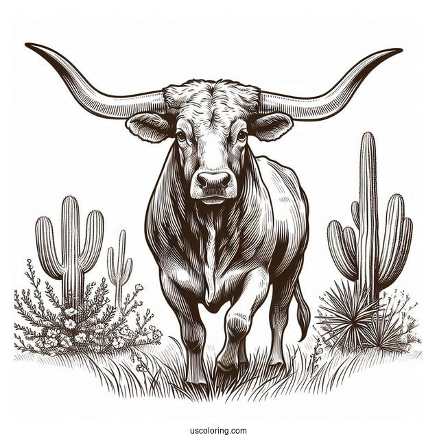 Simple Texas Longhorn Coloring Sheet