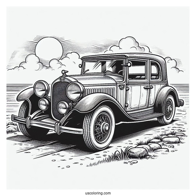 Vintage Porche Coloring Page