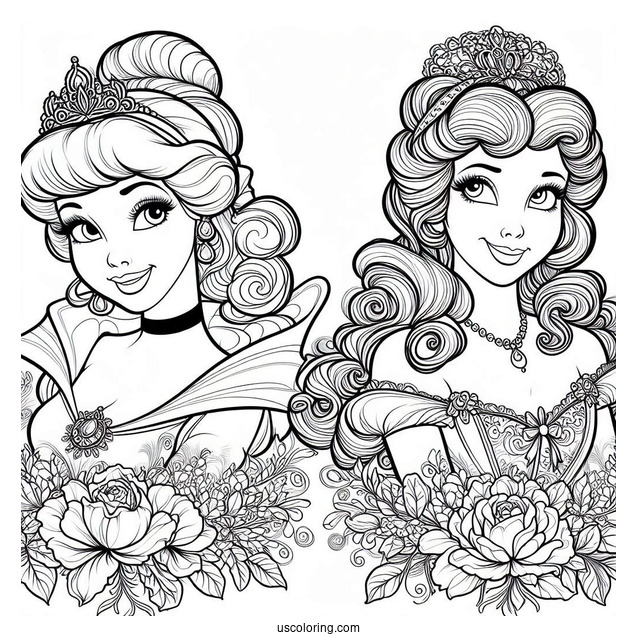 Anastasia and Drizella (The Ugly Stepsisters) Coloring Page