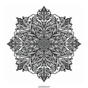 Intricate Snowflake Coloring Page Mandala