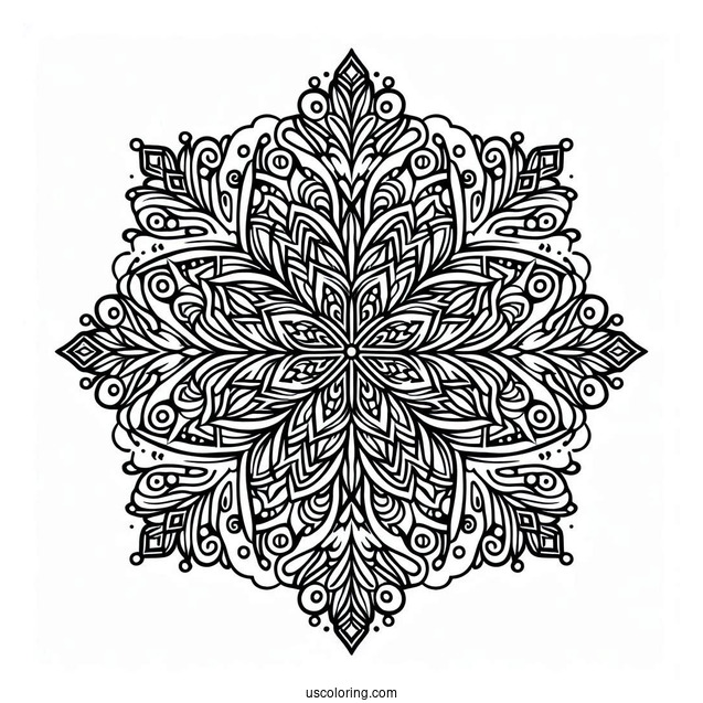 Intricate Snowflake Coloring Page Mandala