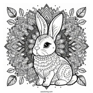 Complex Rabbit Coloring Page Mandala