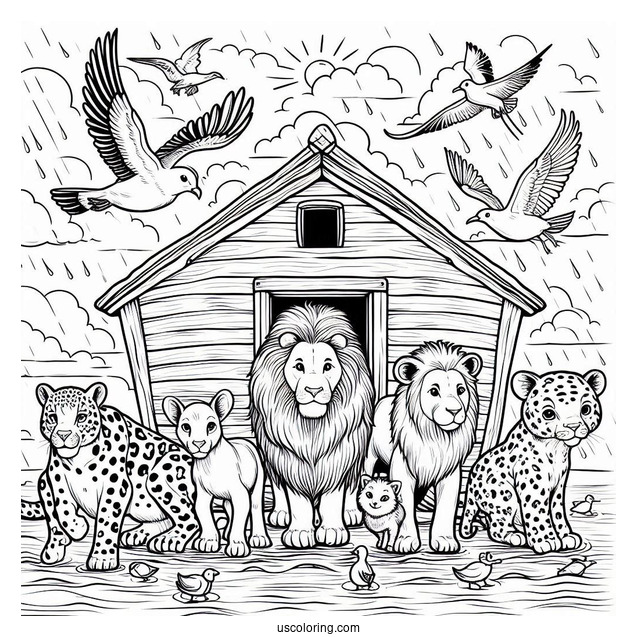 Animals Leaving Noah's Ark Coloring Page