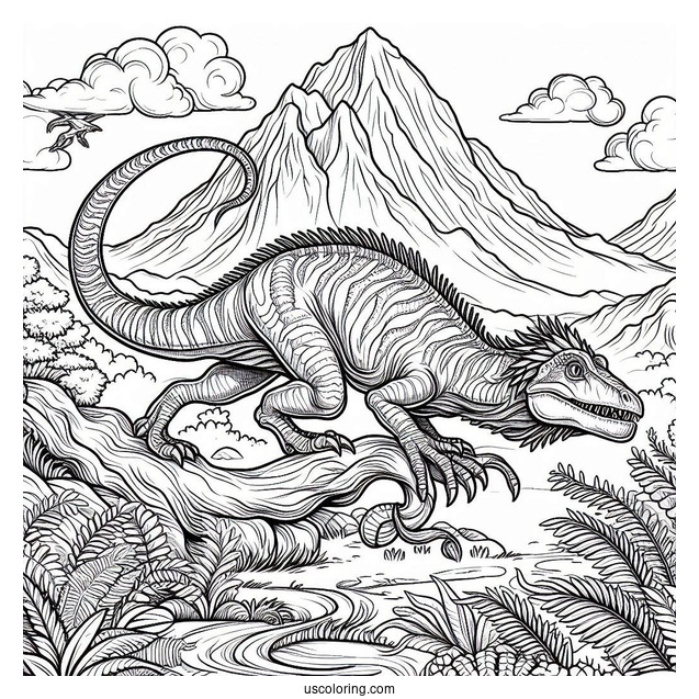 Acrocanthosurus Creeping Around The Mountain