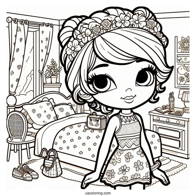 Polly Pocket Coloring Page In Her Bedroom For Kids