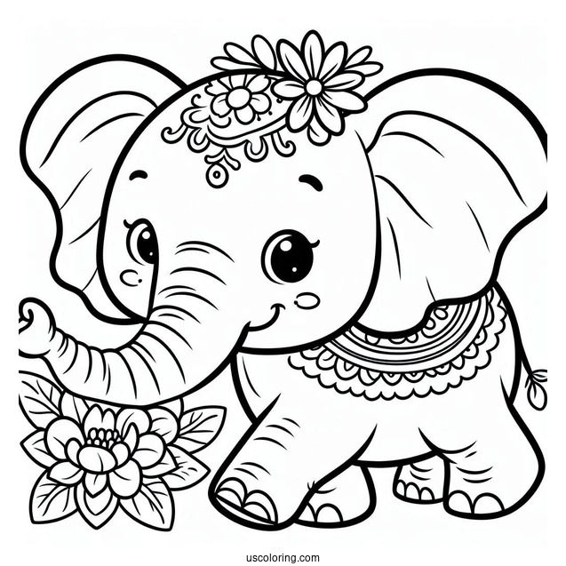 Easy Cartoon Elephant To Color